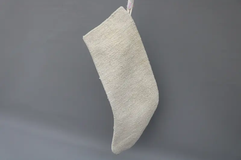 Beyaz Süslü Bej Noel Çorabı, Şenlikli Tatil Çorabı