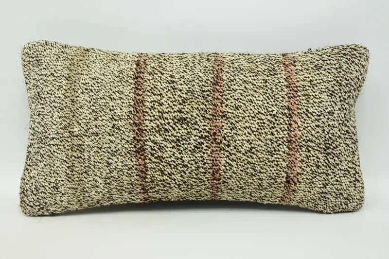 Turkish Brown Rectangle Euro Sham, Striped Antique 8x16 inch Pillowcase - 1