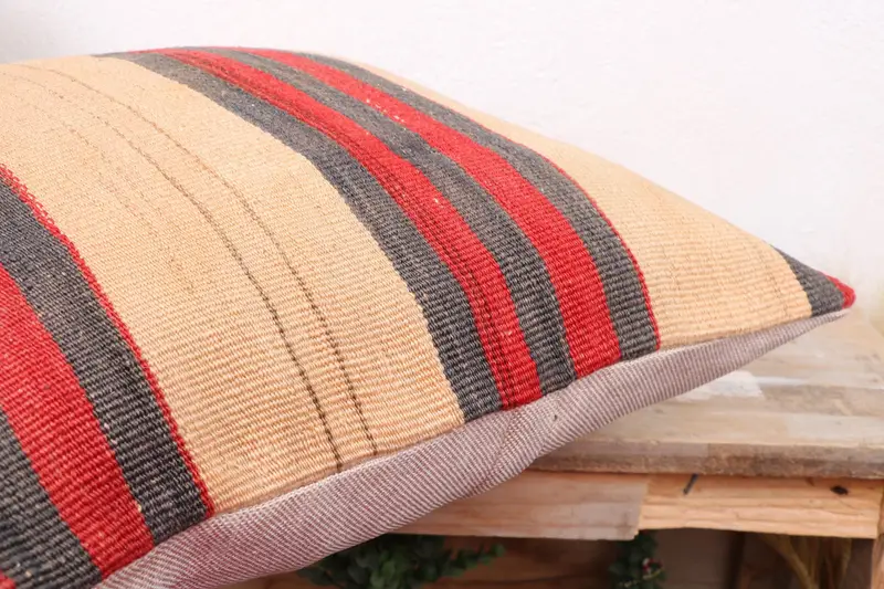 18x18 Gray Cushion Cover, Pillow Sham, Office Chair Pillow Sham, Ethnical Kilim Rug Pillow, Vintage Kilim Pillow, Pillow for Couch - 6