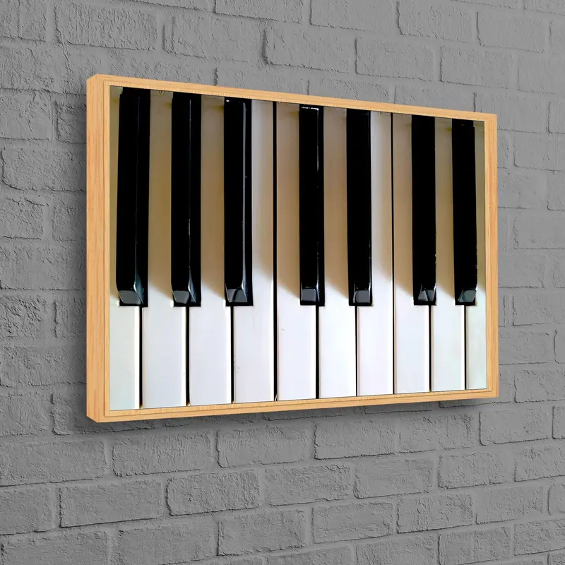 トレンディなスペース用のエレガントなピアノメロディーの白黒キャンバスプリント