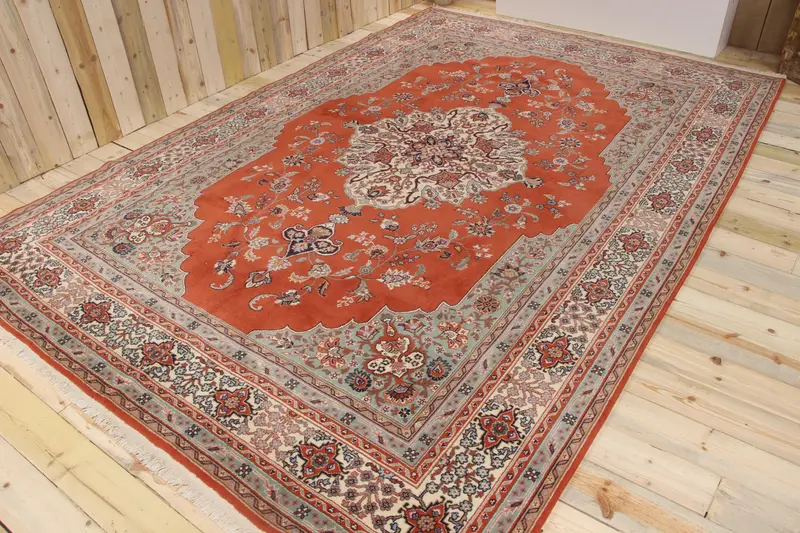 Turkish Oushak Oversize Rug 8.2x12 ft (249x366 cm), Vintage Red Abstract Rug - 1