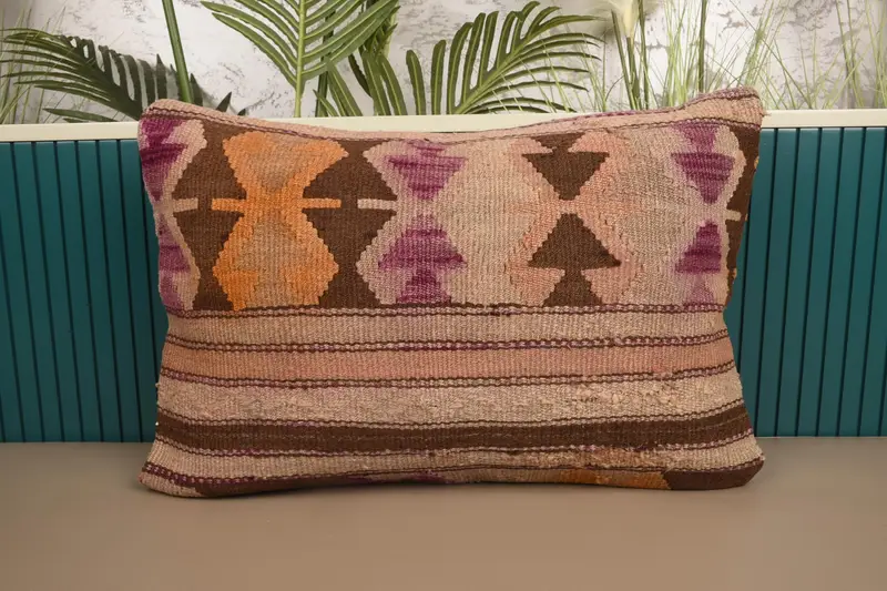 Geometric Turkish Orange Pillow Cover, 16x24 inch Bedroom Antique College Dorm Decor Pillow Sham - 1