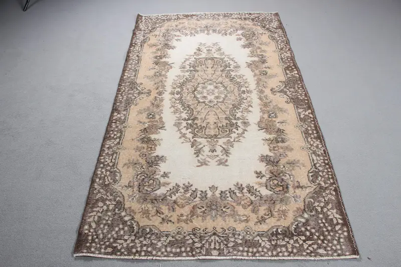 オレンジ オリエンタル ラグ、3.8x6.8 フィート エレガントな装飾