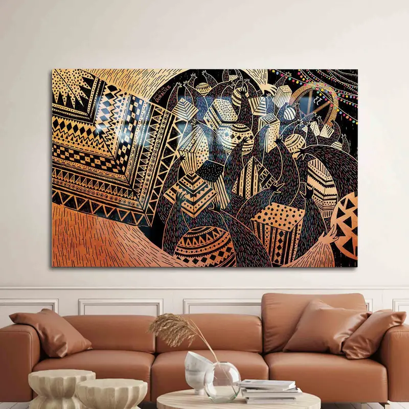 Vidrio impreso moderno: patrón africano abstracto para decoración contemporánea