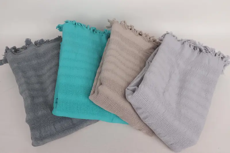 Bedspread, Boho Throw Blankets, Spooky Bachelorette Party, Monogram Blanket, Best Friend Christmas Gift, 96x68 Cotton Stonewashed Striped Towel - 3
