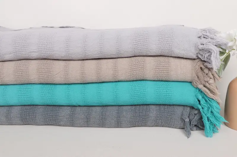 Bedspread, Boho Throw Blankets, Spooky Bachelorette Party, Monogram Blanket, Best Friend Christmas Gift, 96x68 Cotton Stonewashed Striped Towel - 2