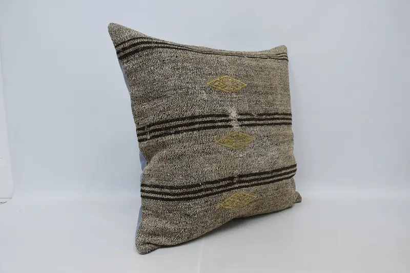 28x28 Brown Pillow Cover, Farmhouse Cushion Case, Pillow Sham, Retro Cushion Case, Pillow for Couch, Vintage Kilim Throw Pillow, Home Decor Pillow - 3