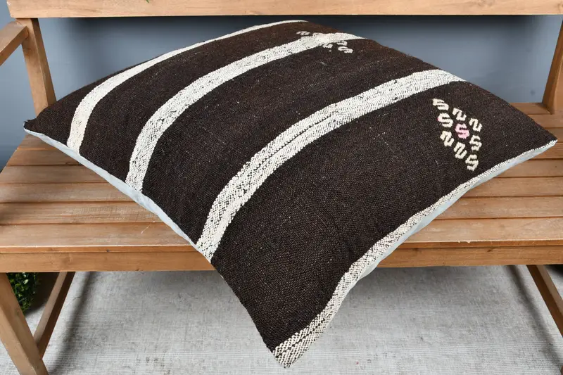 Kilim Cushion Sham, Outdoor Patio Cushion, 28x28 Black Pillow Sham, Gift Pillow, Tribal Pillow Sham, Vintage Kilim Throw Pillow, Pillow - 2