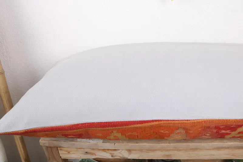 Turkish Pillow, 16x36 Red Pillow, Pillow Cover, Handmade Kilim Cushion, Handmade Cushion Cover, Pillow for Sofa, Oriental Pillow Sham - 7