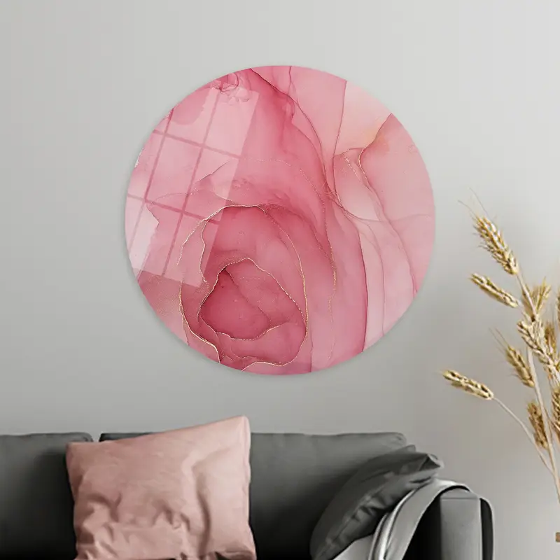 Elegante bedruckte Leinwand mit rosa und goldenem Marmor – zeitgenössischer Luxus