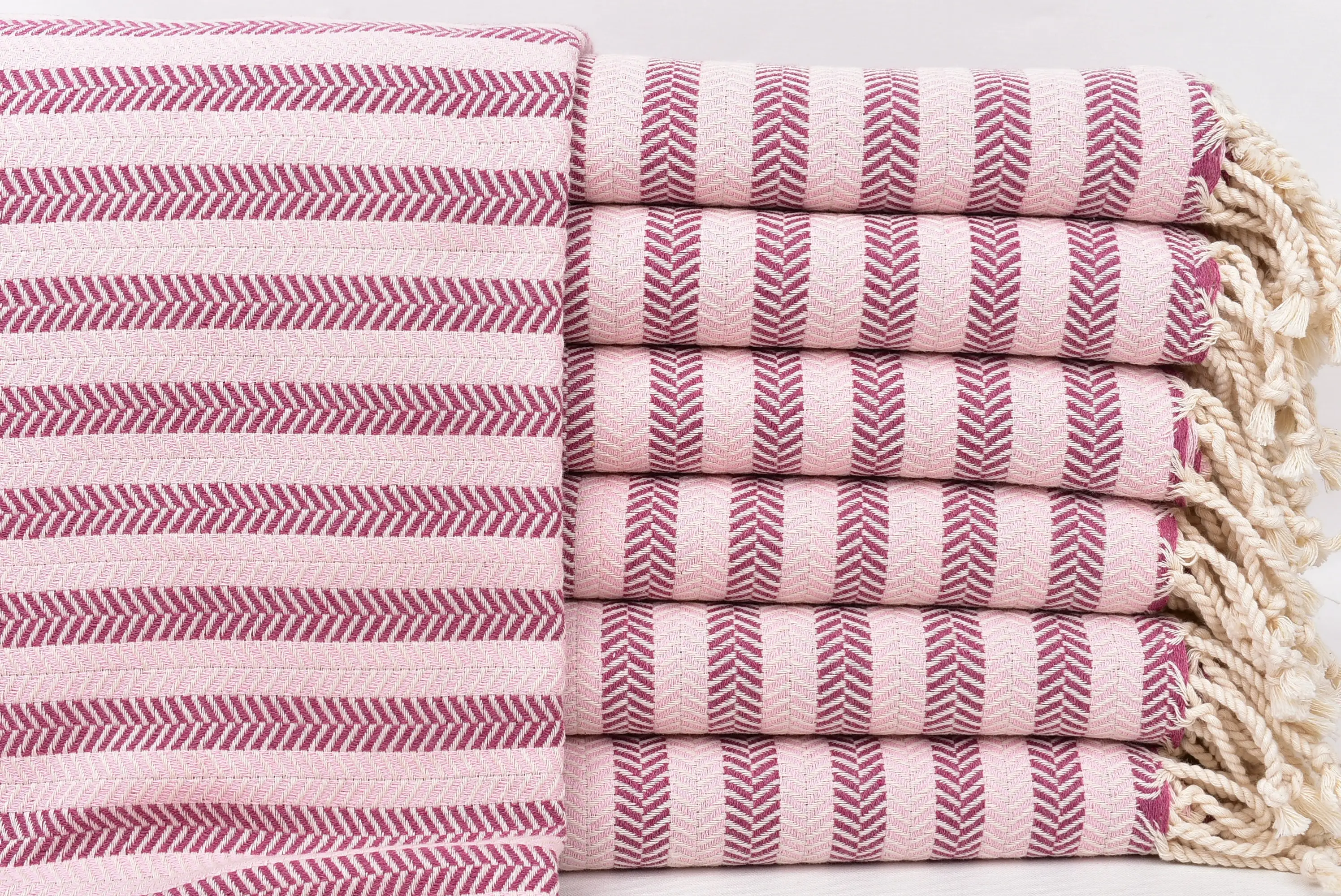 Turkish Bath Towel Oversized Beach Towel Purple-Pink Chevron 40x71 Inches - 1