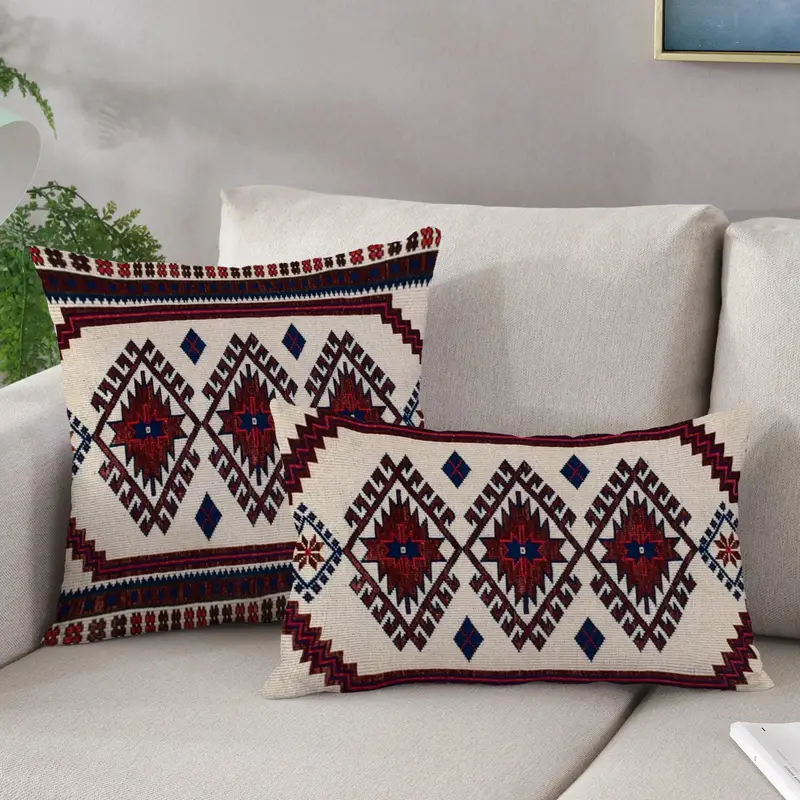 Almohada estampada en azul costero y blanco - Acento de decoración del hogar