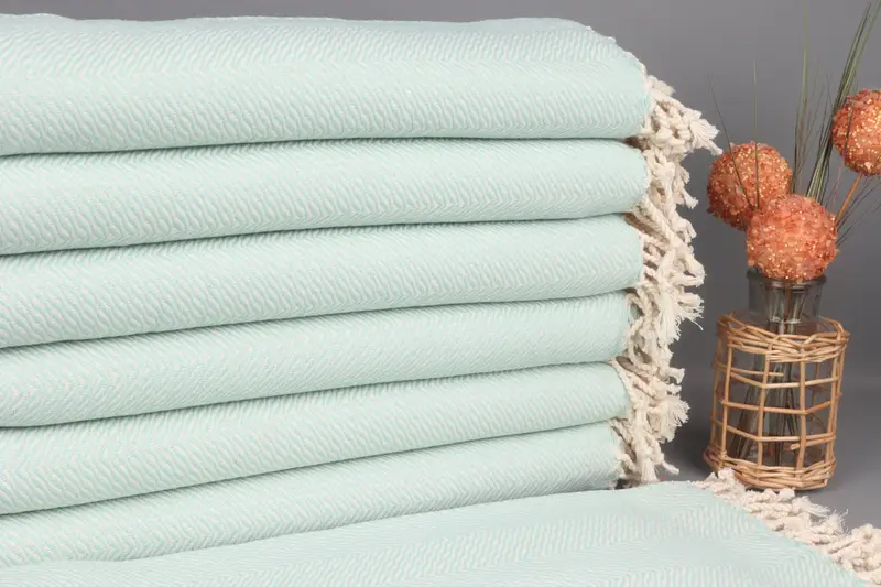 Turkish Beach Towel Personalized Mint Chevron, Organic Cotton, 40x71 Inches