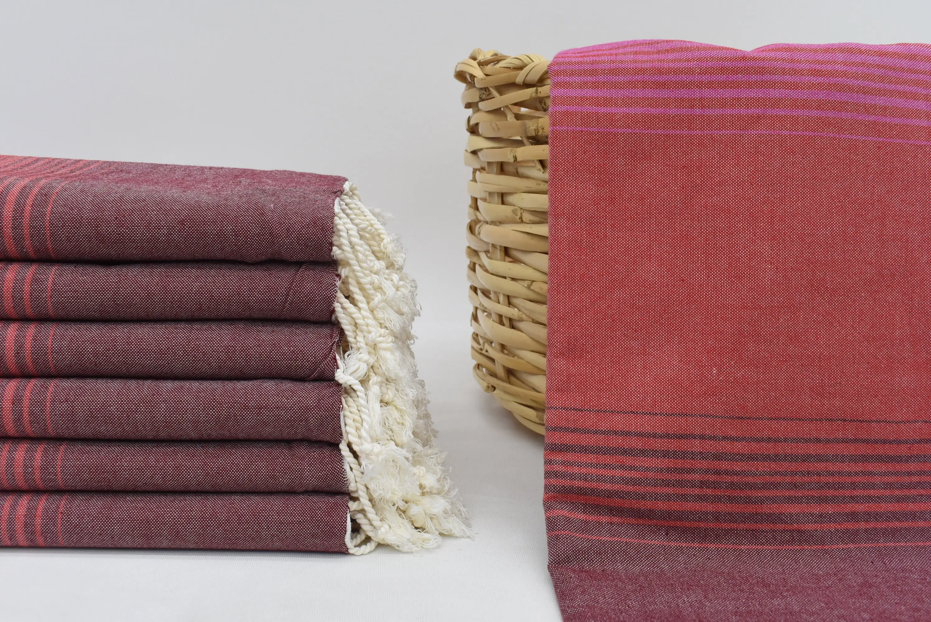 Bath Towel Bulk Order 67x36 Burgundy-Red-Pink Striped Towel Organic Cotton - 1