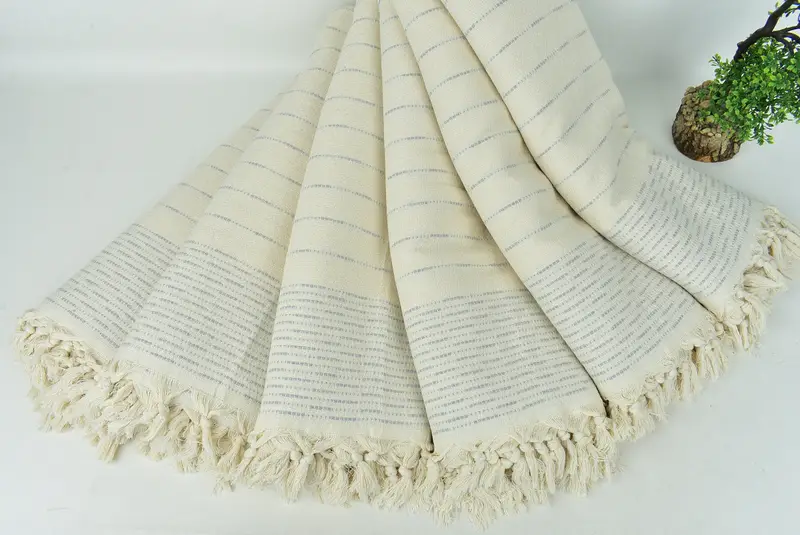 98x92 Cotton Striped Design Towel, Woven Throw Blanket, Bridesmaid Gifts, Gifts For Him, Family Gift Basket, Housewarming Gift, Decorative Bedspread - 4