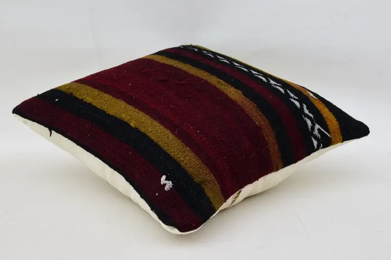 Nomadic Pillow Sham, 14x14 Red Pillow Cover, Bohemian Cushion Pillow Cover, Pillow for Couch, Vintage Pillow, Turkish Kilim Pillow, Pillow - 6