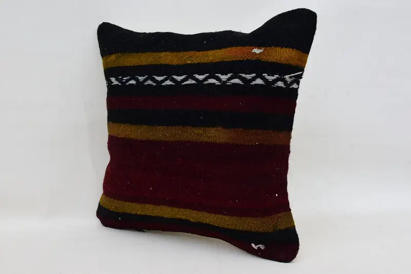 Nomadic Pillow Sham, 14x14 Red Pillow Cover, Bohemian Cushion Pillow Cover, Pillow for Couch, Vintage Pillow, Turkish Kilim Pillow, Pillow - 3