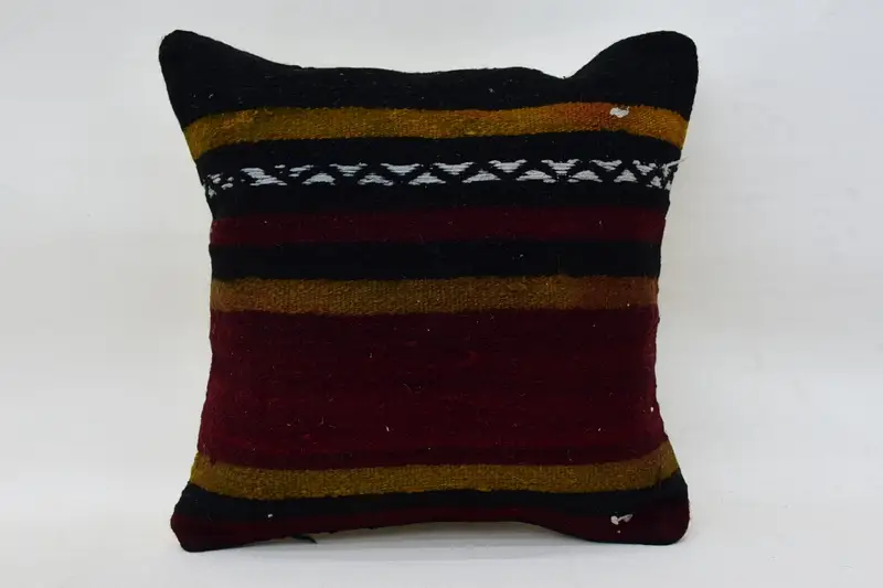 Nomadic Pillow Sham, 14x14 Red Pillow Cover, Bohemian Cushion Pillow Cover, Pillow for Couch, Vintage Pillow, Turkish Kilim Pillow, Pillow - 1