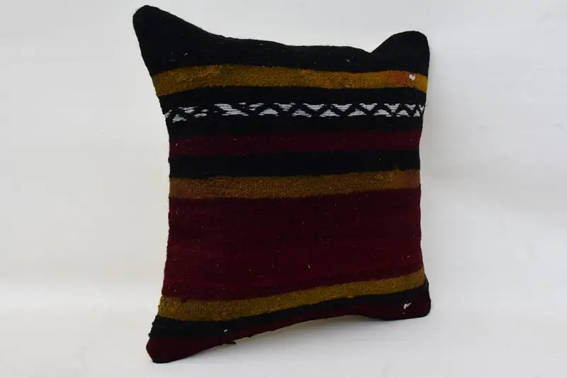 Nomadic Pillow Sham, 14x14 Red Pillow Cover, Bohemian Cushion Pillow Cover, Pillow for Couch, Vintage Pillow, Turkish Kilim Pillow, Pillow - 2