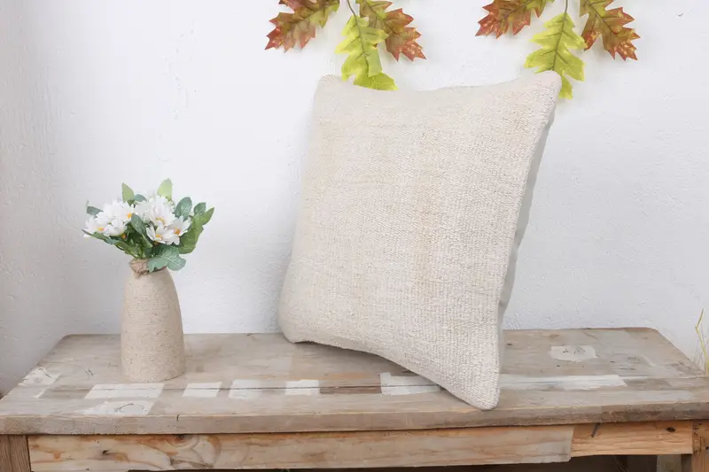 Pillow Sham, Outdoor Pillow Sham, Kilim Pillow Cover, Pillow for Couch, Ethnical Kilim Rug Pillow, Designer Throw Cushion, 14x14 White Pillow Case - 4