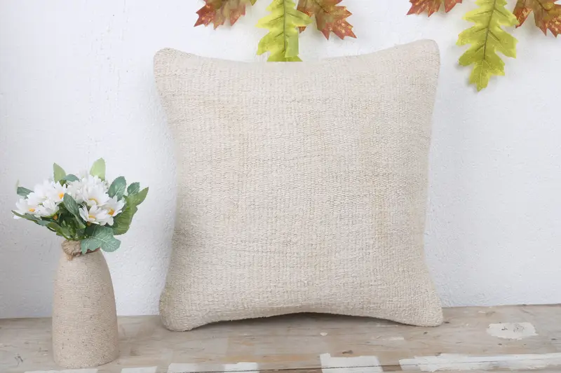 Pillow Sham, Outdoor Pillow Sham, Kilim Pillow Cover, Pillow for Couch, Ethnical Kilim Rug Pillow, Designer Throw Cushion, 14x14 White Pillow Case - 2