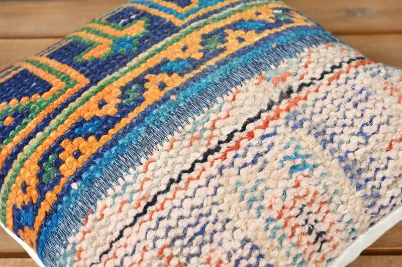 Kilim Pillow, Pillow, 12x12 Blue Cushion Case, Kilim Pillow Cover, Art Deco Pillow Cover, Car Pillow Cover, Vintage Kilim Throw Pillow - 3