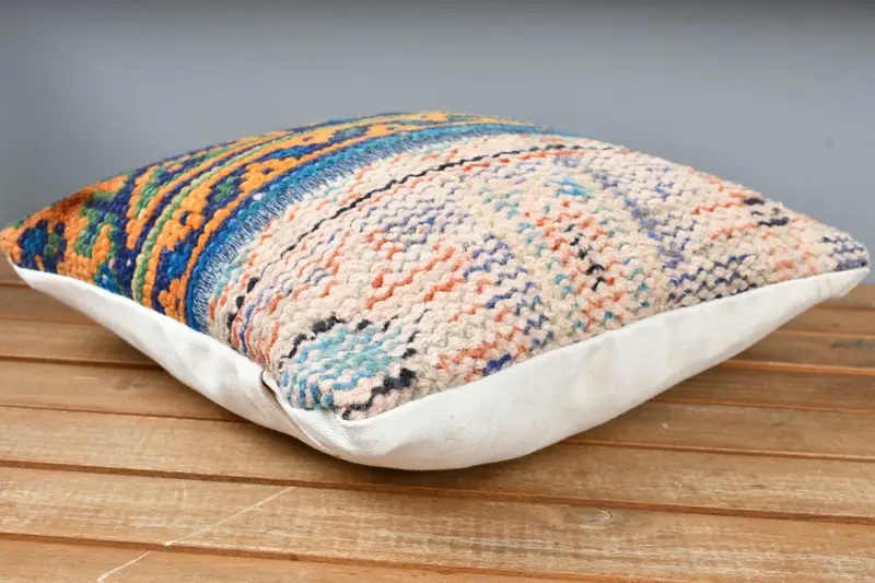 Kilim Pillow, Pillow, 12x12 Blue Cushion Case, Kilim Pillow Cover, Art Deco Pillow Cover, Car Pillow Cover, Vintage Kilim Throw Pillow - 4