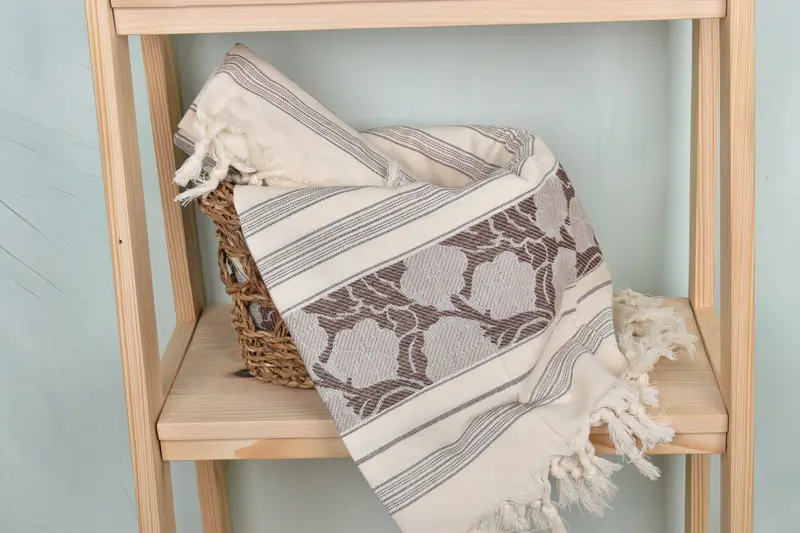 Bridal Shower Gift, Birthday Gift, Peshtemal Towel, Turkish bath towel for spa, Scarf Towel, 70x40 Linen Daisy Patterned Towel, Custom Wedding Gifts - 4