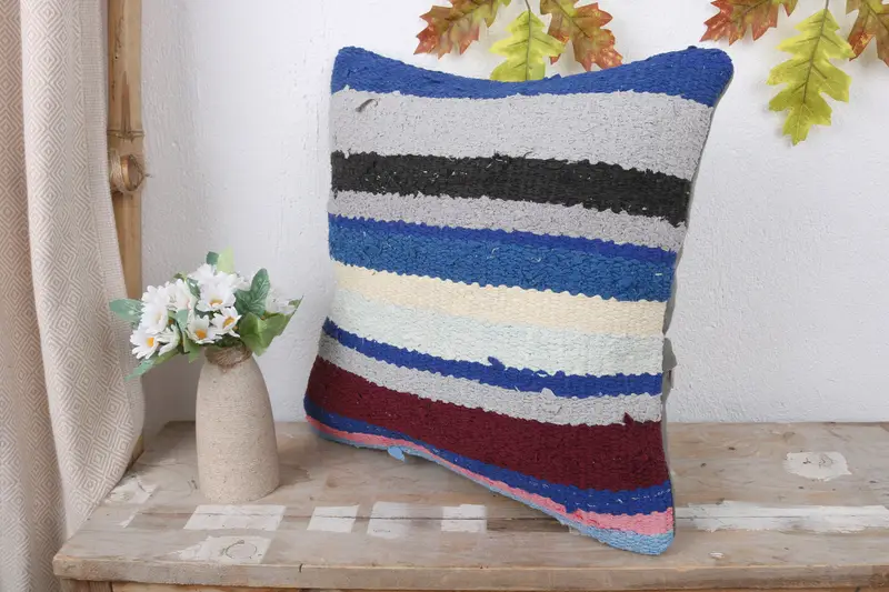 Boho Pillow Sham Cover, Antique Pillows, Cushion, 16x16 White Cushion Case, Pillow for Sofa, Aztec Pillow Cover, Handmade Pillow Sham - 4