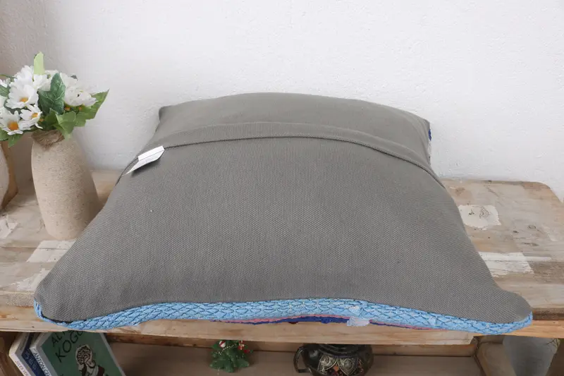 Boho Pillow Sham Cover, Antique Pillows, Cushion, 16x16 White Cushion Case, Pillow for Sofa, Aztec Pillow Cover, Handmade Pillow Sham - 7