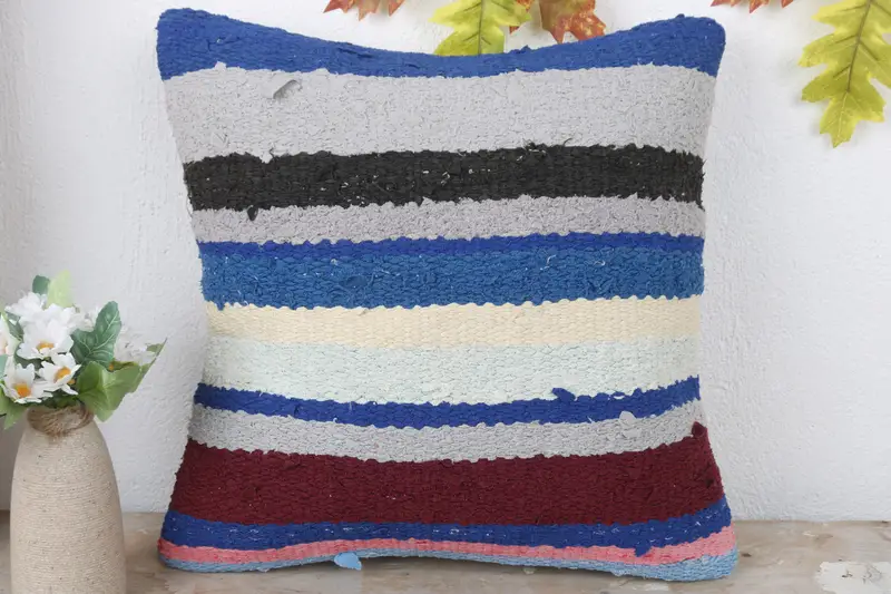 Boho Pillow Sham Cover, Antique Pillows, Cushion, 16x16 White Cushion Case, Pillow for Sofa, Aztec Pillow Cover, Handmade Pillow Sham - 2
