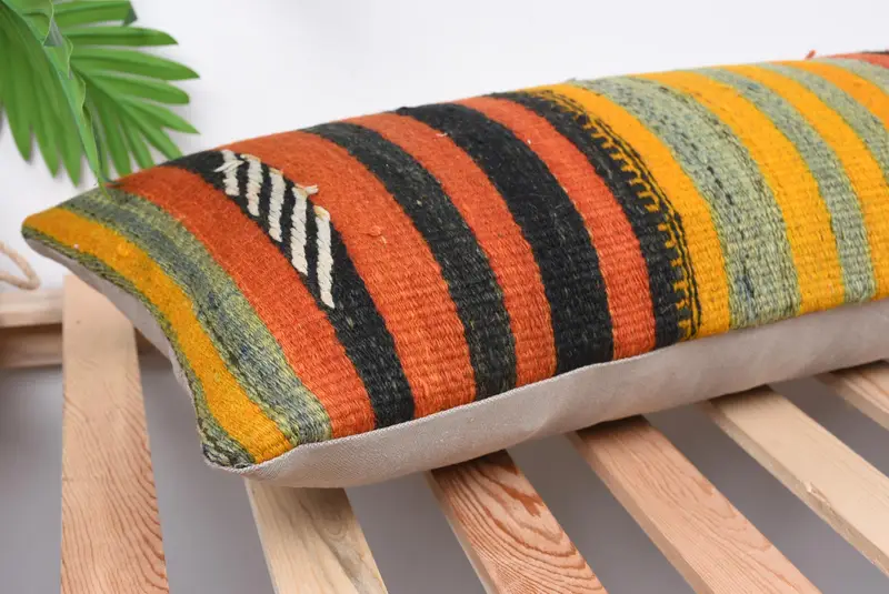 Boho Pillow, 12x36 Green Cushion Cover, One Of A Kind Cushion, Vintage Pillow, Cushion, Pillow for Sofa, Turkish Bench Cushion Case, Ethnic Pillow - 6