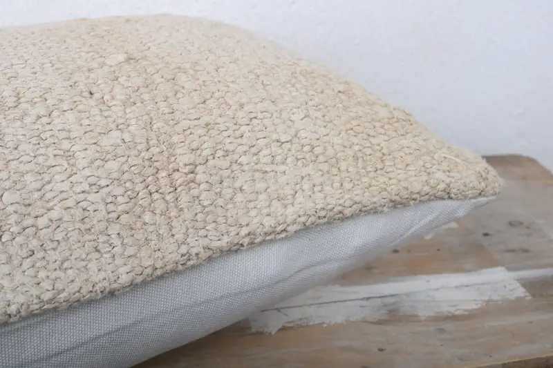 Pillow for Couch, Vintage Kilim Throw Pillow, Crochet Pattern Pillow Cover, Boho Pillow, 12x24 Beige Cushion Cover, Pillow, Lounge Throw Cushion - 6
