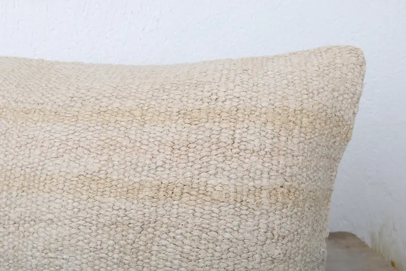 Pillow for Couch, Vintage Kilim Throw Pillow, Crochet Pattern Pillow Cover, Boho Pillow, 12x24 Beige Cushion Cover, Pillow, Lounge Throw Cushion - 5