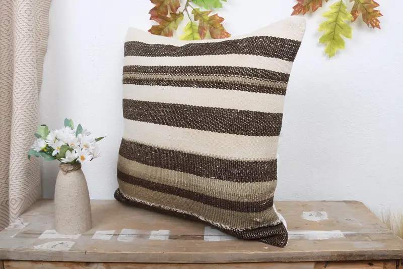 Boho Pillow Sham Cover, Toss Pillow Cover, Pillow Cover, Pillow for Couch, Antique Pillows, Pattern Throw Cushion, 18x18 Beige Pillow - 4