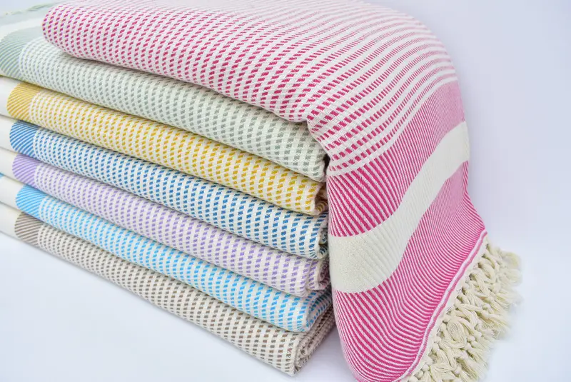 Turkish Blanket Organic Cotton Herringbone Plants & Trees, 78x94 Inches