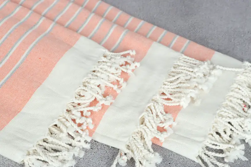 Sand-Resistant Peshtemal, 68x40 Cotton Striped Terry Towel, Home Gift, Monogrammed Beach Towel, Turkish hand towel, Family Gift Basket, Beach towel - 5