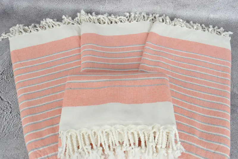 Sand-Resistant Peshtemal, 68x40 Cotton Striped Terry Towel, Home Gift, Monogrammed Beach Towel, Turkish hand towel, Family Gift Basket, Beach towel - 4