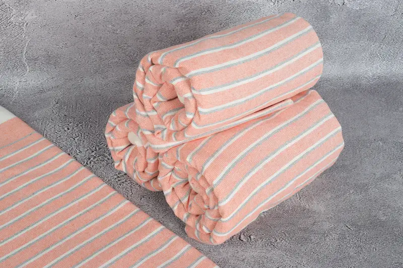 Sand-Resistant Peshtemal, 68x40 Cotton Striped Terry Towel, Home Gift, Monogrammed Beach Towel, Turkish hand towel, Family Gift Basket, Beach towel - 8