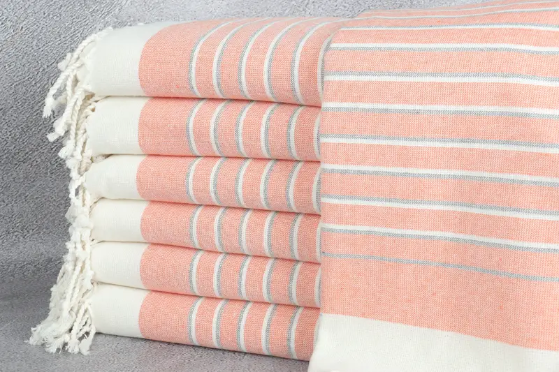 Sand-Resistant Peshtemal, 68x40 Cotton Striped Terry Towel, Home Gift, Monogrammed Beach Towel, Turkish hand towel, Family Gift Basket, Beach towel - 1