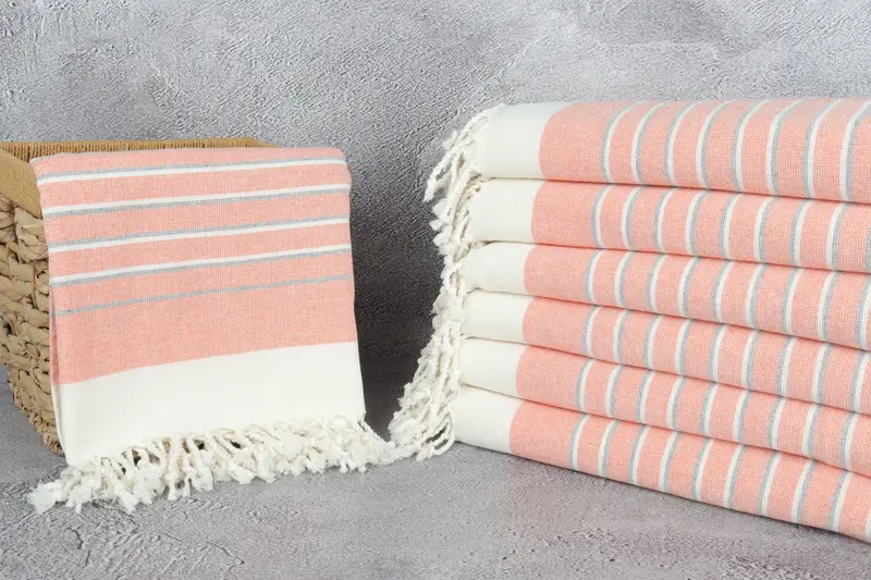 Sand-Resistant Peshtemal, 68x40 Cotton Striped Terry Towel, Home Gift, Monogrammed Beach Towel, Turkish hand towel, Family Gift Basket, Beach towel - 3