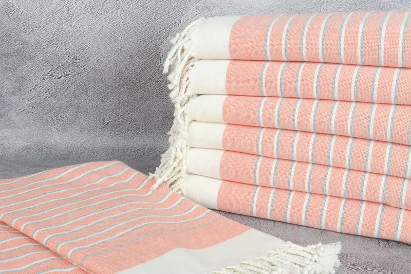 Sand-Resistant Peshtemal, 68x40 Cotton Striped Terry Towel, Home Gift, Monogrammed Beach Towel, Turkish hand towel, Family Gift Basket, Beach towel - 2