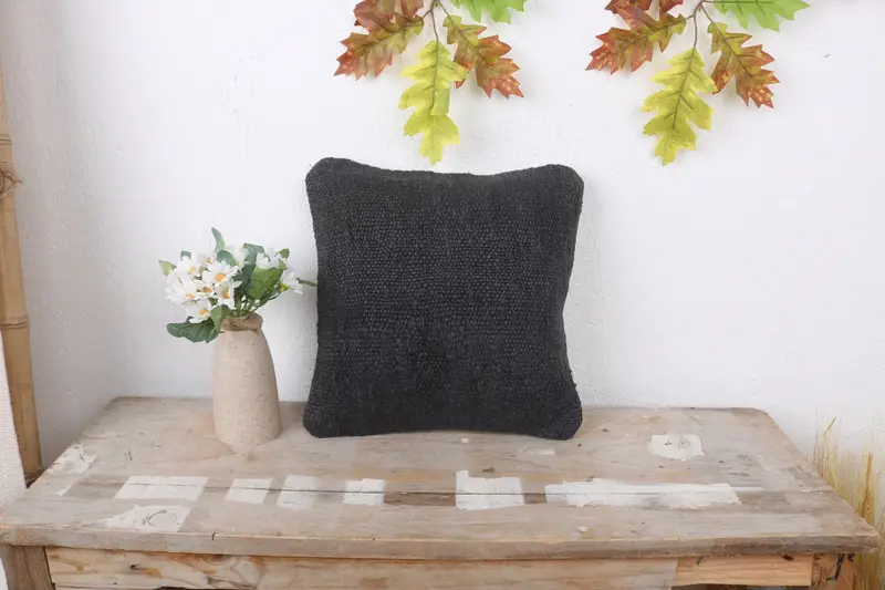 Turkish Kilim Pillow, Indoor Cushion, 12x12 Brown Pillow Case, Antique Pillows, Pillow Case, Traditional Cushion Case, Pillow for Sofa - 1