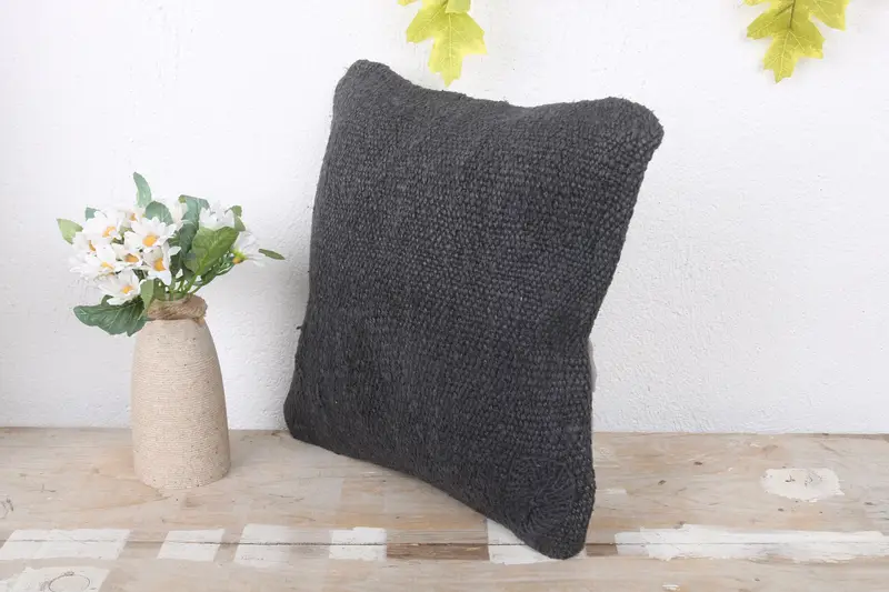 Turkish Kilim Pillow, Indoor Cushion, 12x12 Brown Pillow Case, Antique Pillows, Pillow Case, Traditional Cushion Case, Pillow for Sofa - 4
