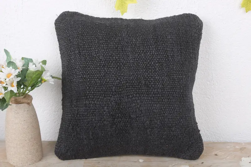 Turkish Kilim Pillow, Indoor Cushion, 12x12 Brown Pillow Case, Antique Pillows, Pillow Case, Traditional Cushion Case, Pillow for Sofa - 2