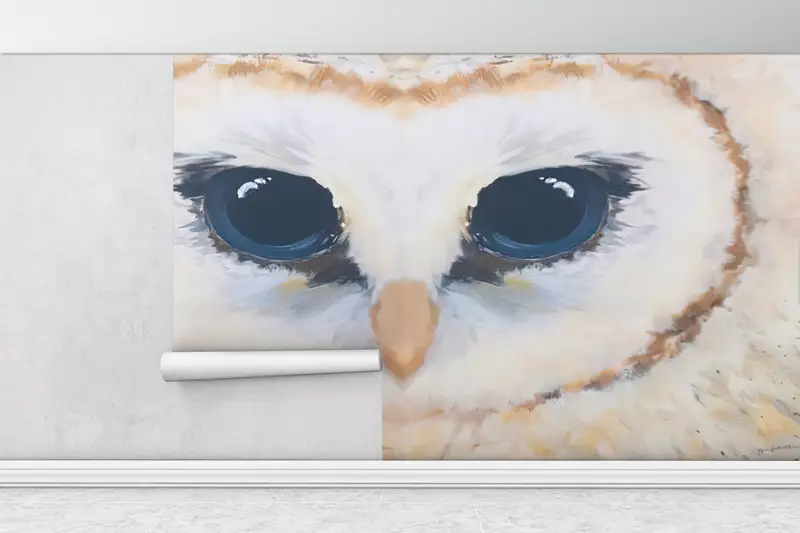 Owl Painting, 3d Wall Paper, Wall Paper Peel and Stick, Abstract Owl Wall Decor, Bright Wall Paper, Modern Owl Wall Decor, - 1