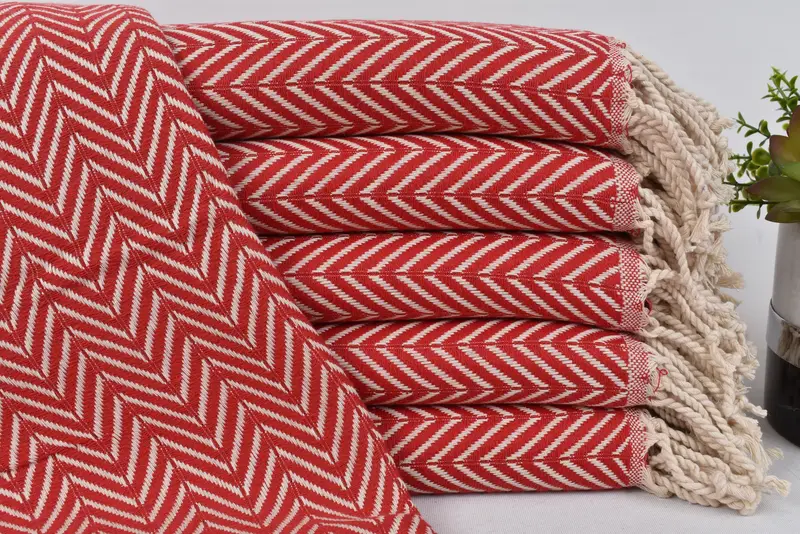 Red Embroidered Bath Towel, 70x40 Inches, Turkish Cotton, Personalize