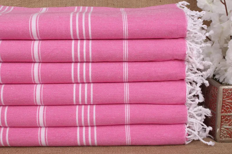 Fuchsia Cotton Towel Striped Beach Towel, 40x71 Inches