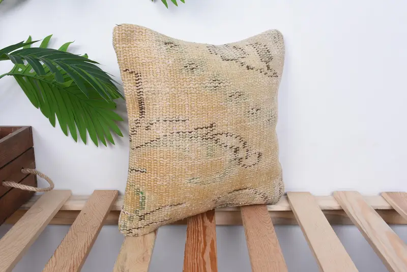 Retro Cushion Cover, 12x12 Orange Cushion, Cushion Cover, Pillow for Couch, Vintage Throw Pillow Case, Vintage Kilim Throw Pillow, Turkish Pillow - 4