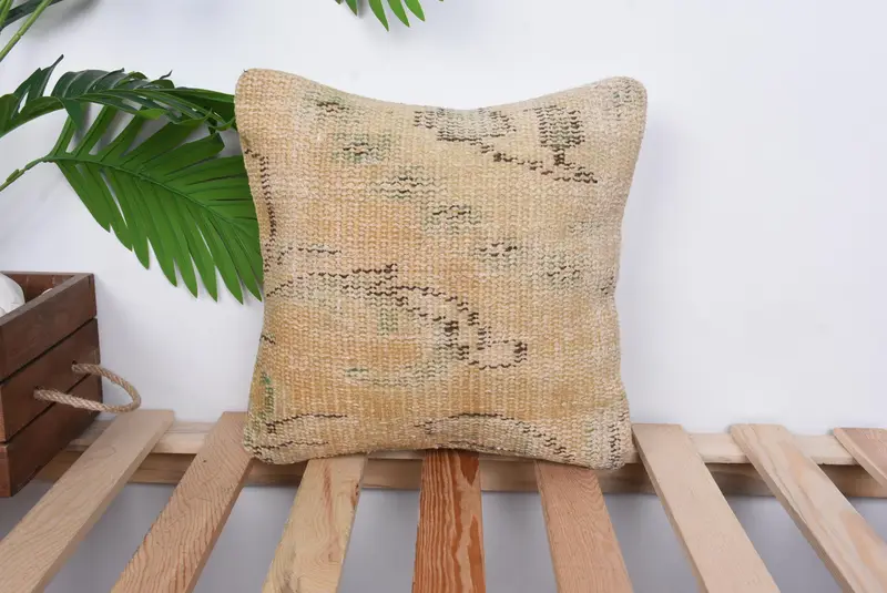 Retro Cushion Cover, 12x12 Orange Cushion, Cushion Cover, Pillow for Couch, Vintage Throw Pillow Case, Vintage Kilim Throw Pillow, Turkish Pillow - 1